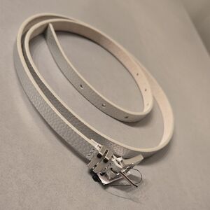 Silver Leather Belt with Silver Buckle